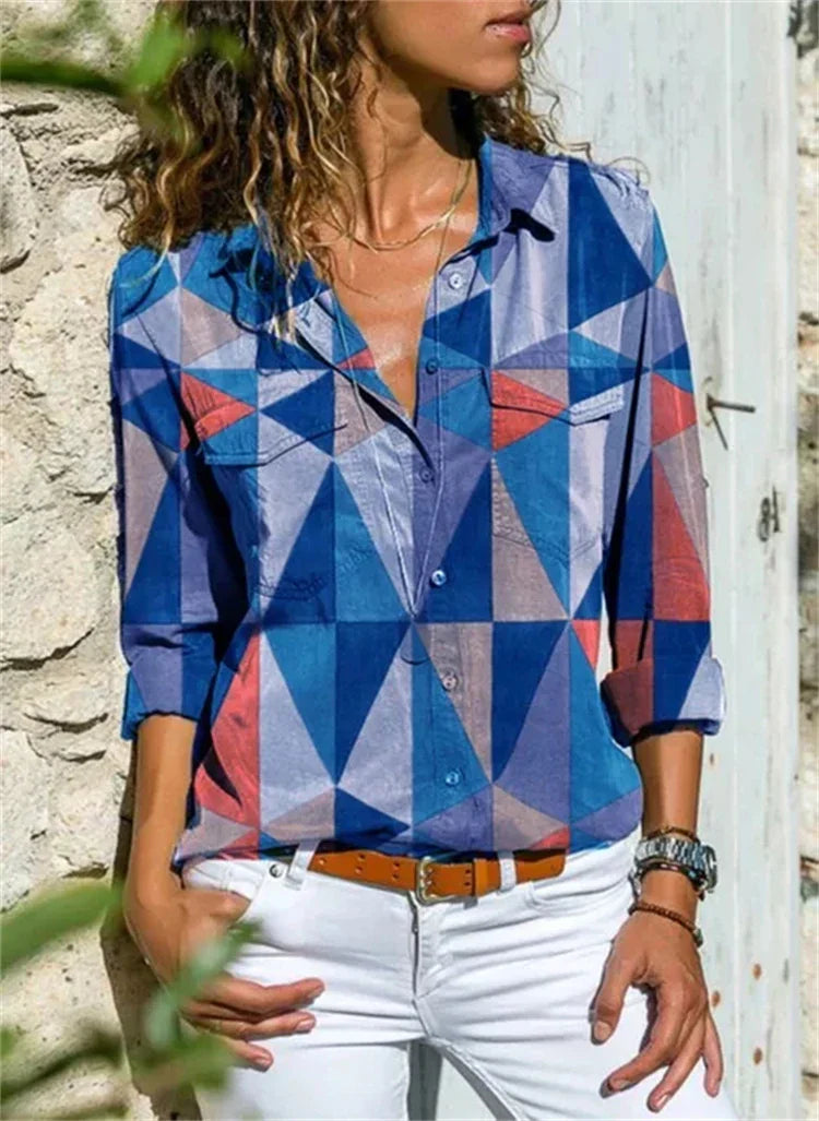 NOUVEAU RICHE Bluse Damen Sommer Leichte Hochwertige Materialien Komfort Blau