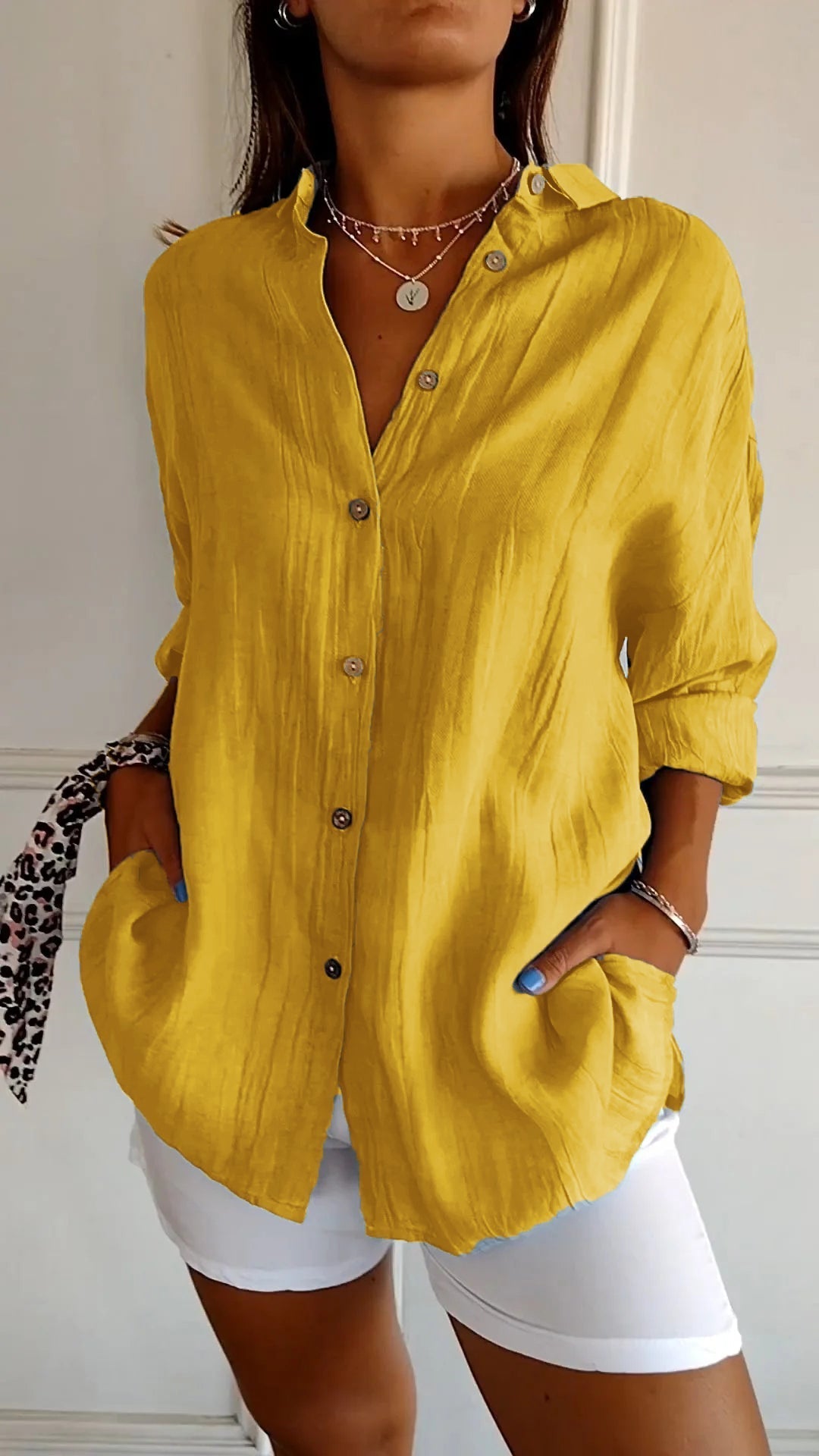 NOUVEAU RICHE Elegante Plissee Bluse Mit Modernem Komfort Für Den Alltag Gelb