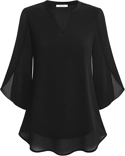 NOUVEAU RICHE Bluse Dreiviertel Ärmel Fließender Stoff Formeller Stil