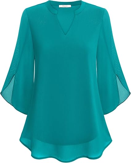 NOUVEAU RICHE Bluse Dreiviertel Ärmel Fließender Stoff Formeller Stil