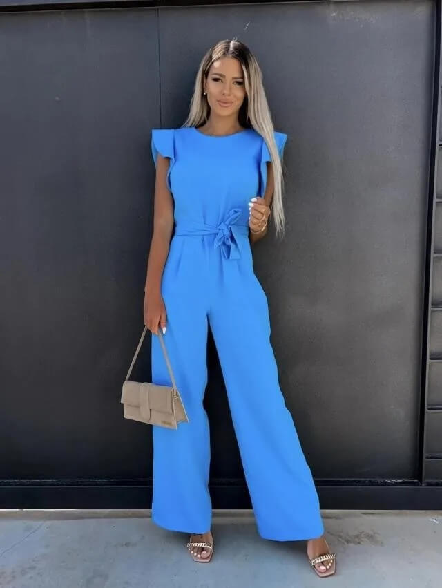 NOUVEAU RICHE Eleganter Bequemer Jumpsuit Mit Schmetterlingsärmeln Gürtel