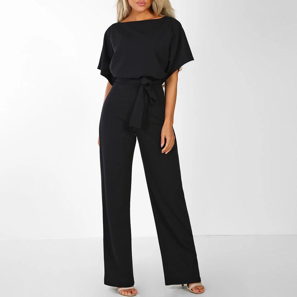 NOUVEAU RICHE Eleganter Damen Jumpsuit mit Gürtel für Schicke Outfits in Taillierter Passform und Modernem Stil Schwarz