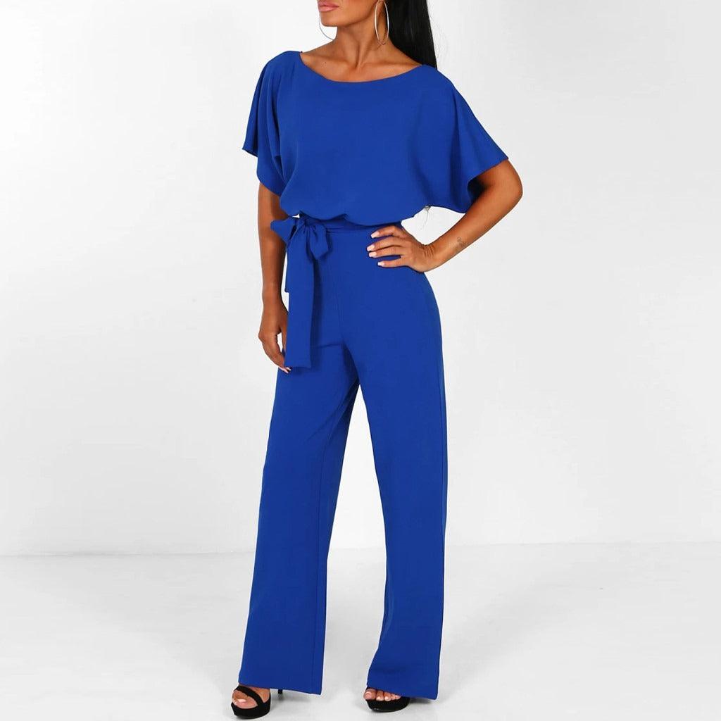 NOUVEAU RICHE Eleganter Damen Jumpsuit mit Gürtel für Schicke Outfits in Taillierter Passform und Modernem Stil Blau