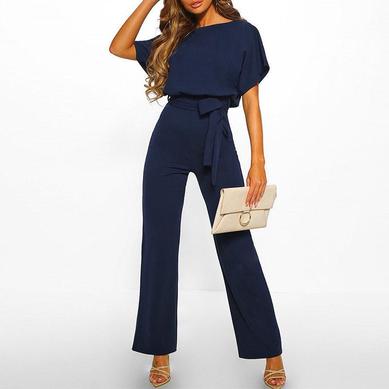 NOUVEAU RICHE Eleganter Damen Jumpsuit mit Gürtel für Schicke Outfits in Taillierter Passform und Modernem Stil Dunkelblau
