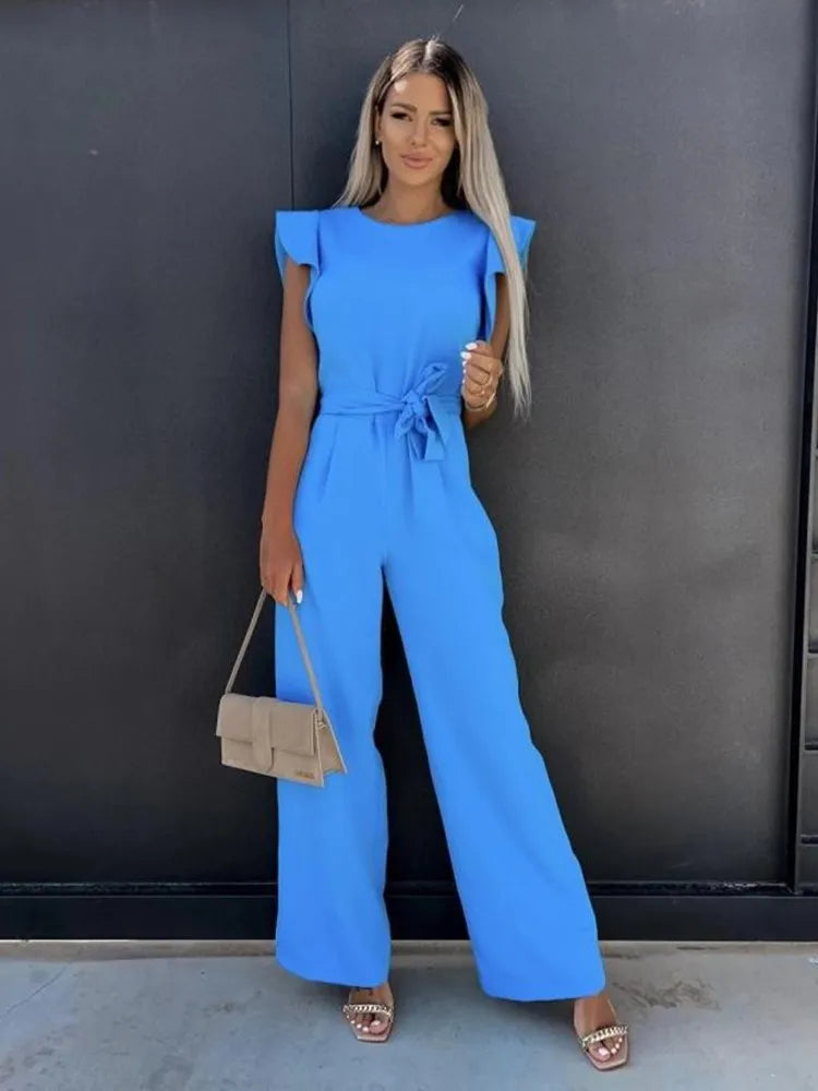 NOUVEAU RICHE Damen Jumpsuit Eleganter Mit Gürtel Schwarz Alltagslook