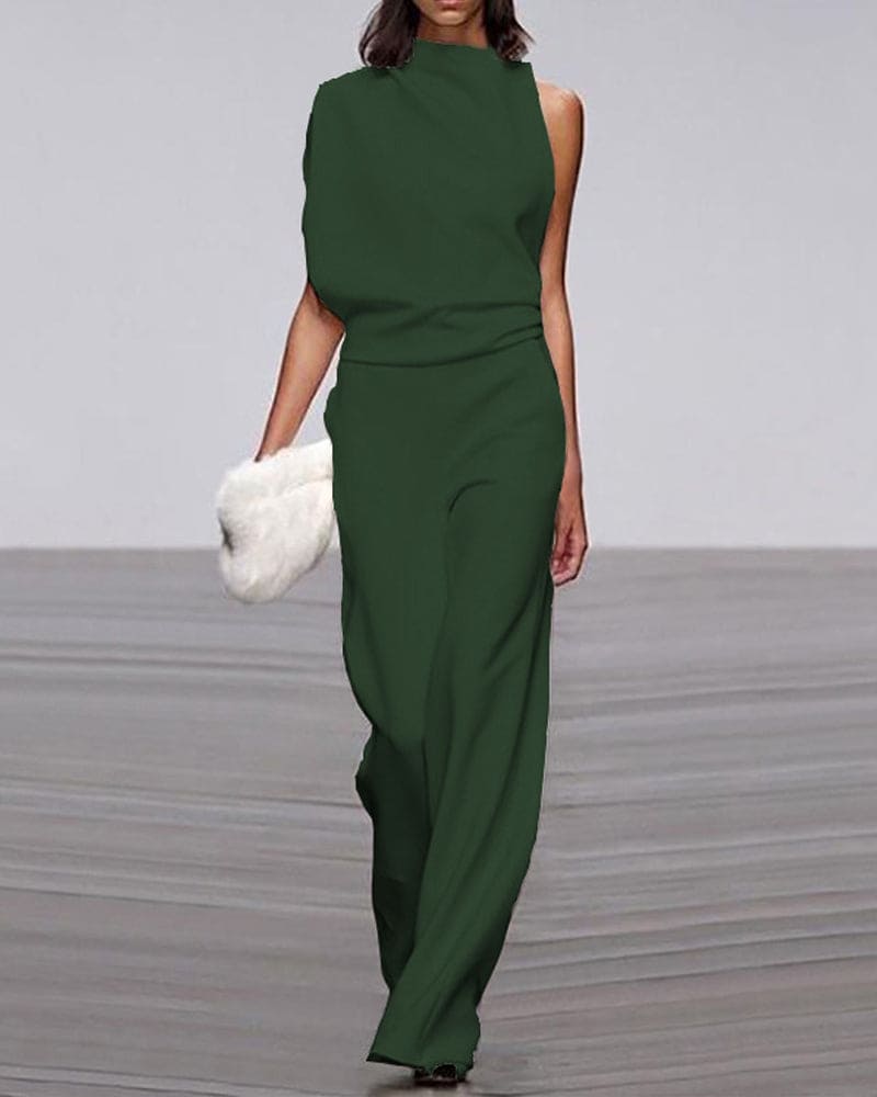 NOUVEAU RICHE Eleganter Ärmelloser Damen Jumpsuit Formelles Einteiler Outfit Für Besondere Anlässe Grün