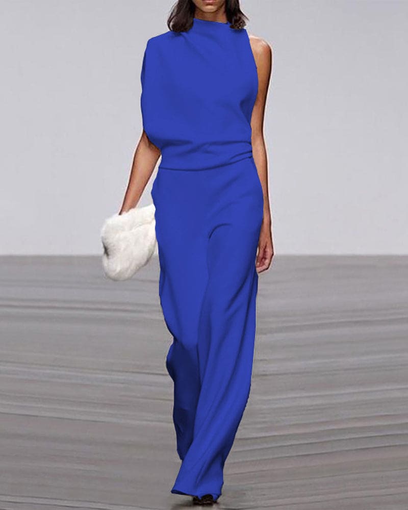 NOUVEAU RICHE Eleganter Ärmelloser Damen Jumpsuit Formelles Einteiler Outfit Für Besondere Anlässe Blau