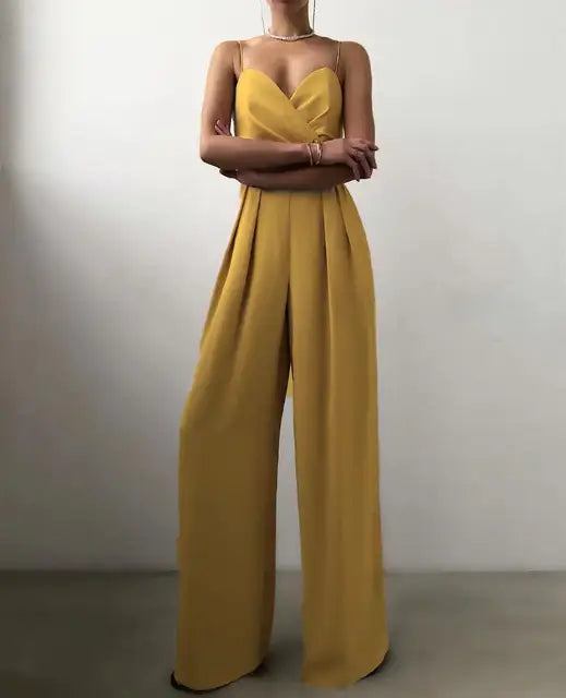 NOUVEAU RICHE Eleganter Ärmeloser Damen Overall Für Stilbewusste Frauen Aus Luxuriösem Stoff In Schmeichelnder Silhouette Ideal Für Besondere Anlässe Und Freizeit Gelb