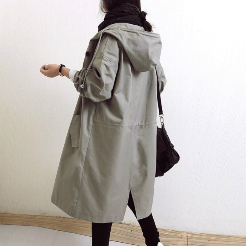 NOUVEAU RICHE Wasserabweisender Eleganter Damen Trenchcoat Regenfest Grau