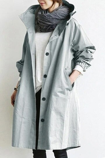 NOUVEAU RICHE Wasserabweisender Eleganter Damen Trenchcoat Regenfest Hellblau