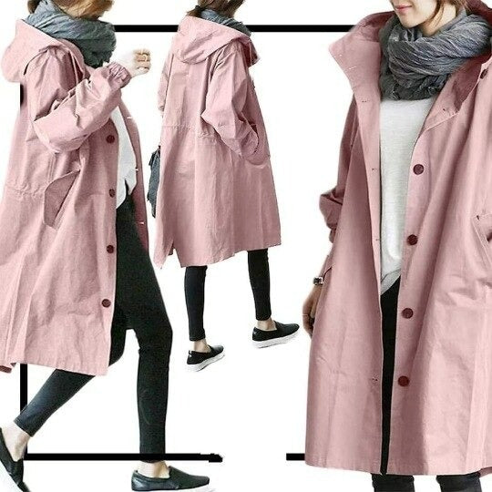 NOUVEAU RICHE Wasserabweisender Eleganter Damen Trenchcoat Regenfest Rosa