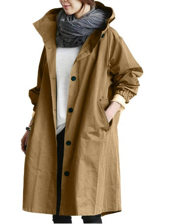NOUVEAU RICHE Wasserabweisender Eleganter Damen Trenchcoat Regenfest Braun