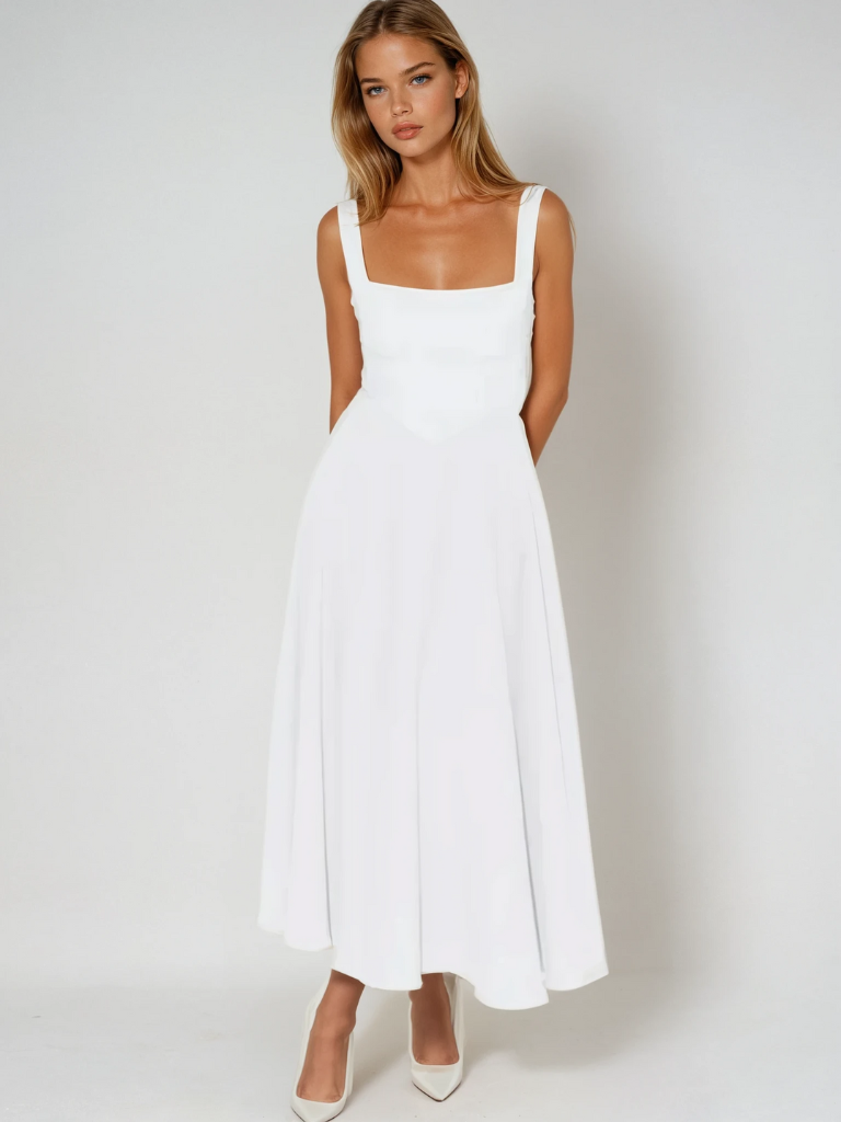 NOUVEAU RICHE Elegantes A Linien Kleid Für Stilvolle Sommer Anlässe Weiß