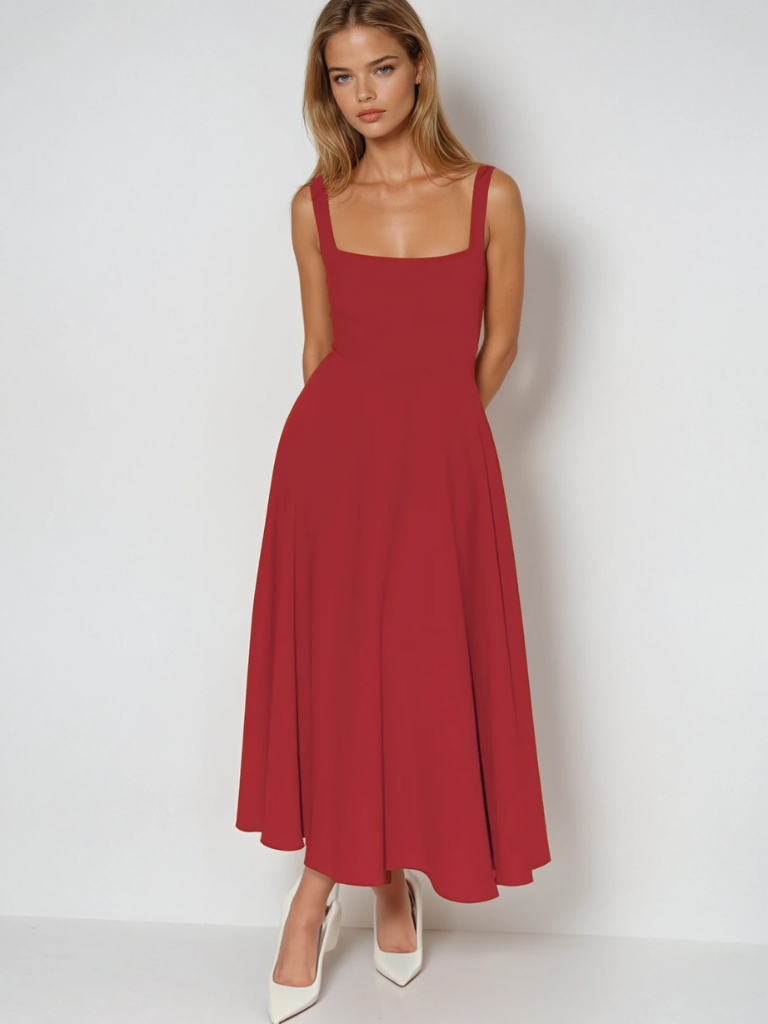 NOUVEAU RICHE Elegantes A Linien Kleid Für Stilvolle Sommer Anlässe Rot