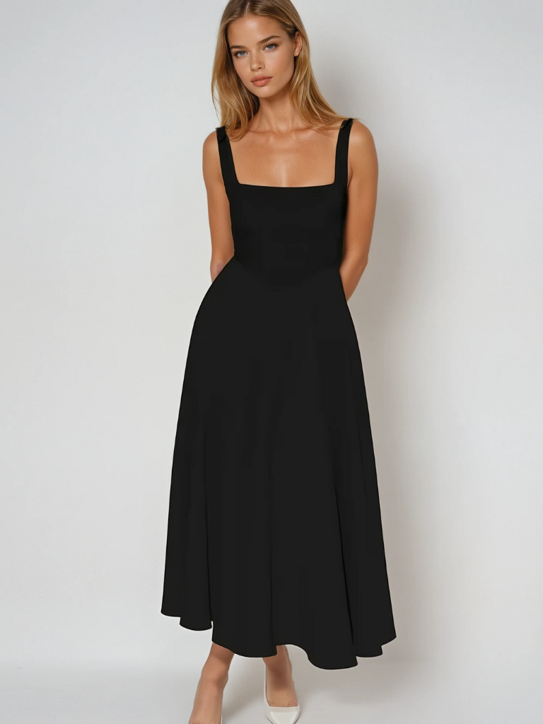 NOUVEAU RICHE Elegantes A Linien Kleid Für Stilvolle Sommer Anlässe Schwarz