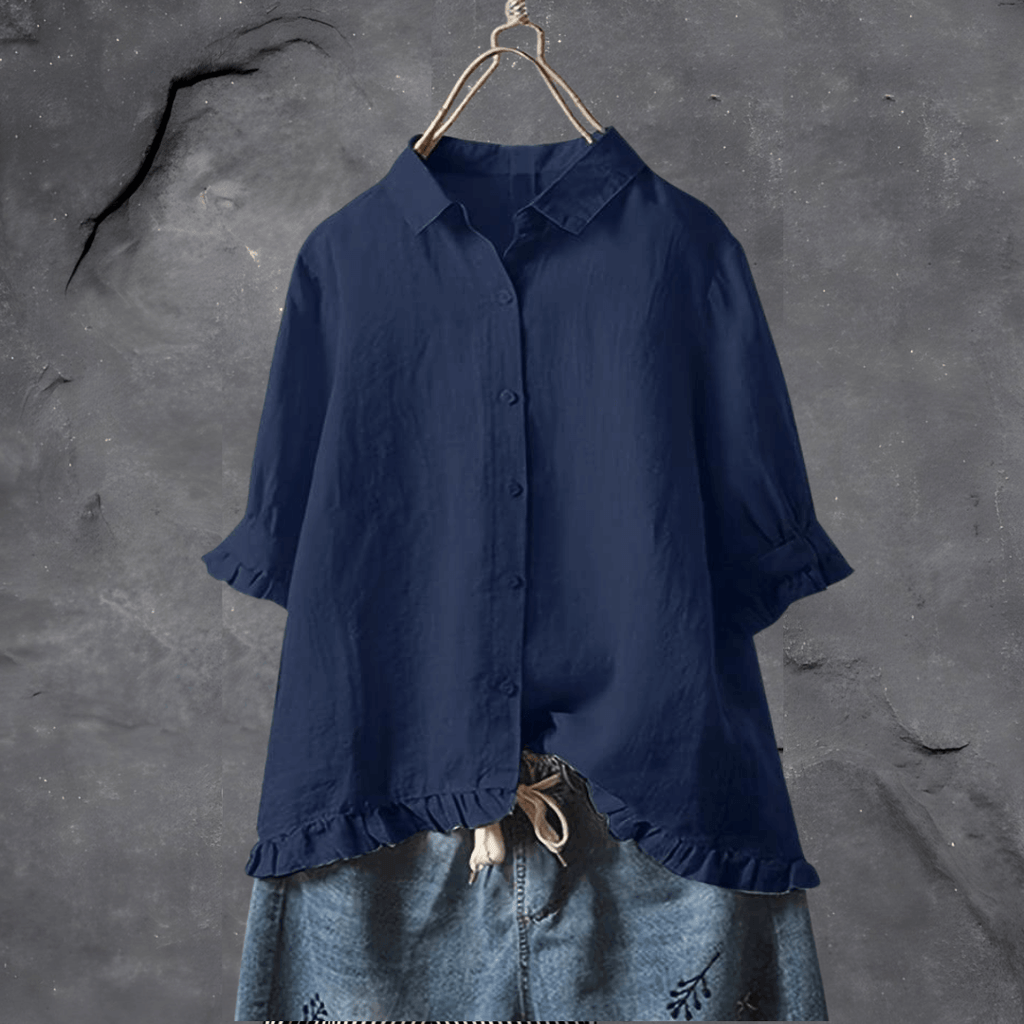 NOUVEAU RICHE Elegantes Damenhemd Aus Baumwolle Mit Bequemer Passform Blau