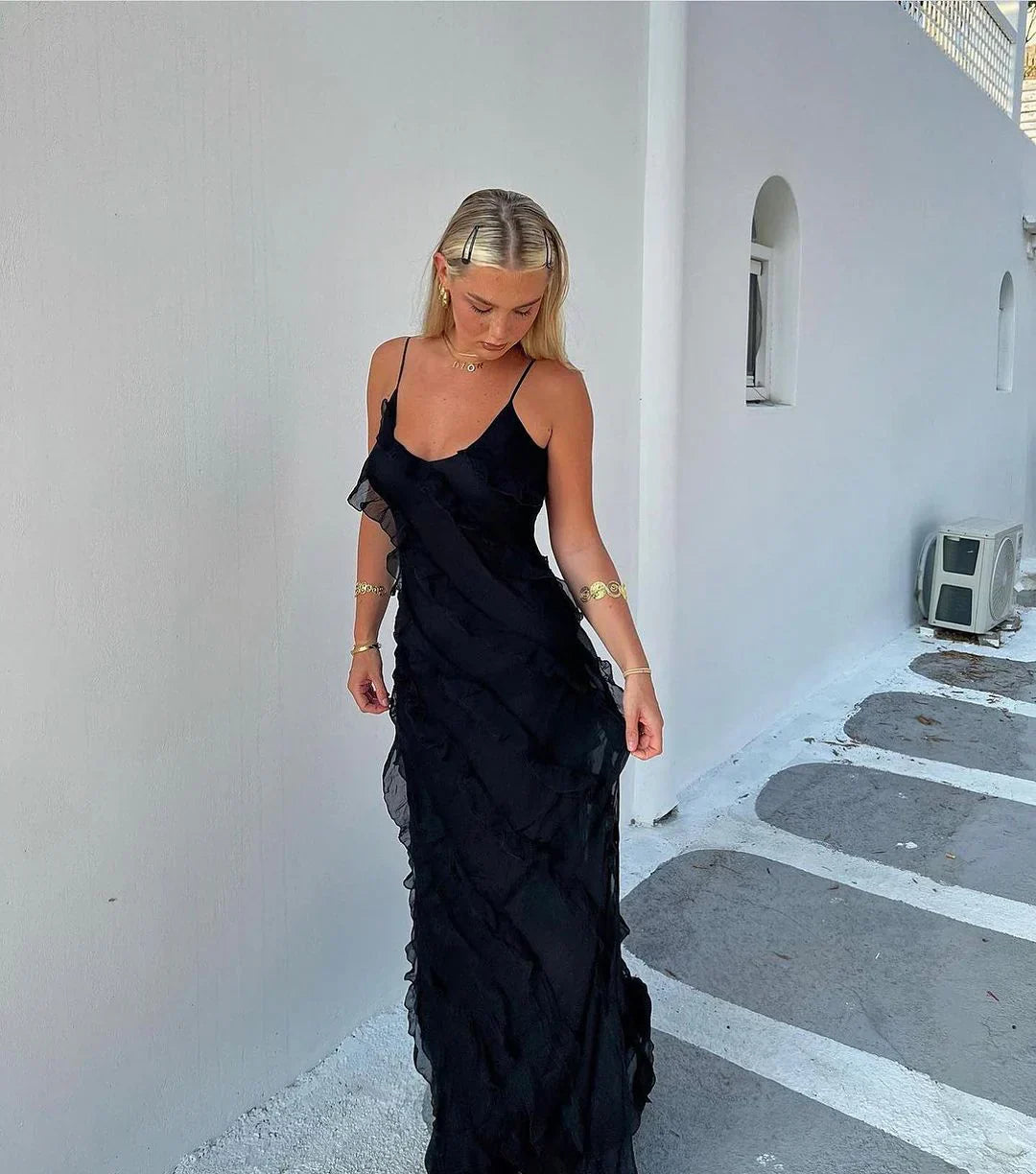 NOUVEAU RICHE Elegantes Maxikleid Off Schulter Mit Raffungen Und Glanz
