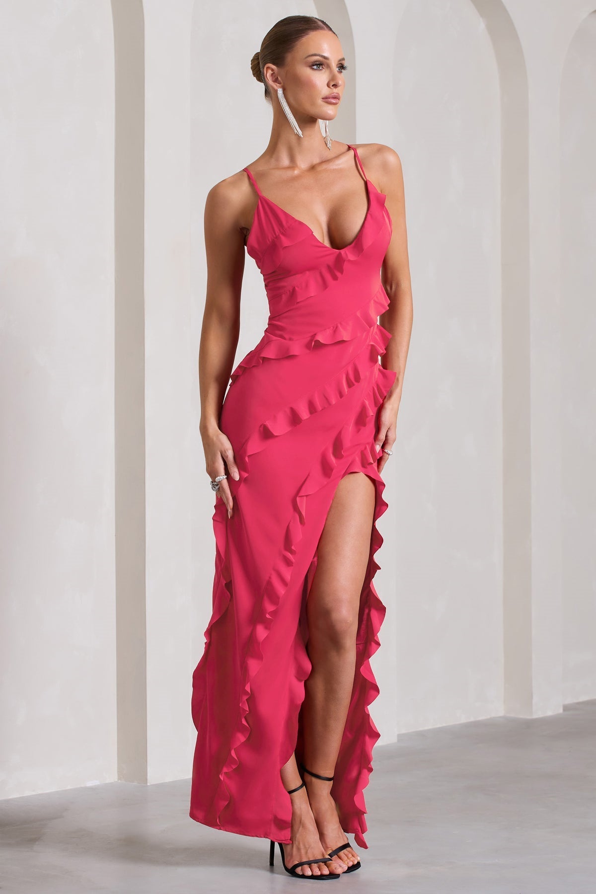 NOUVEAU RICHE Elegantes Maxikleid Off Schulter Mit Raffungen Und Glanz