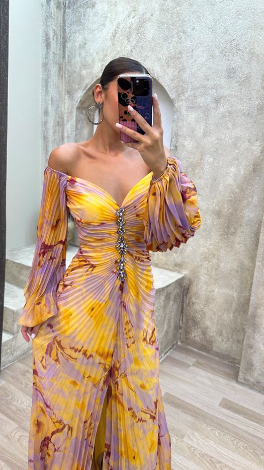 NOUVEAU RICHE Elegantes V Ausschnitt Kleid Damen Schmeichelhafte Passform