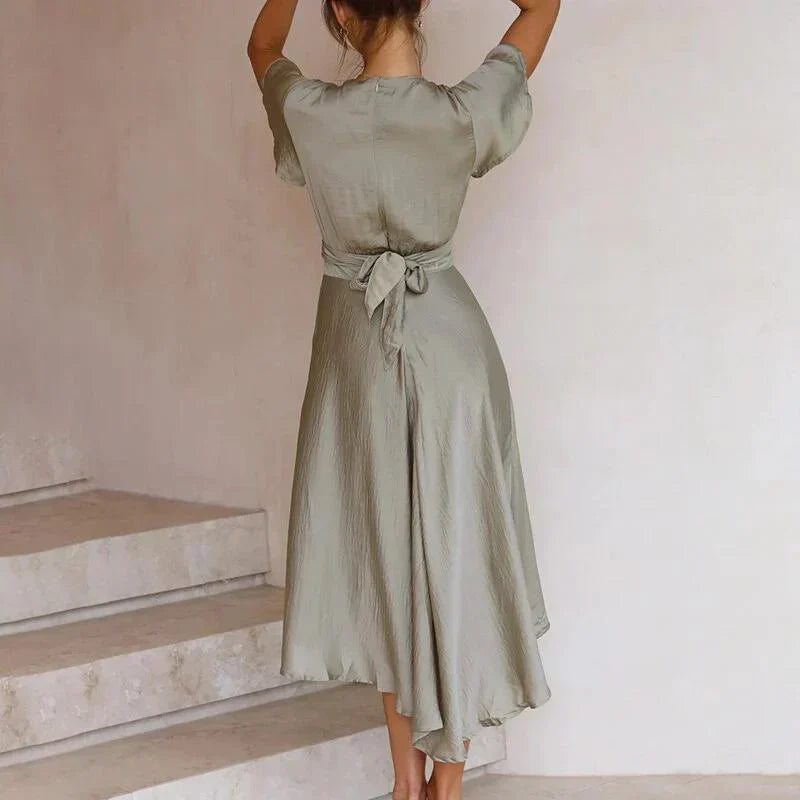 NOUVEAU RICHE Elegantes V Ausschnitt Midikleid Mit Taillengürtel Passform