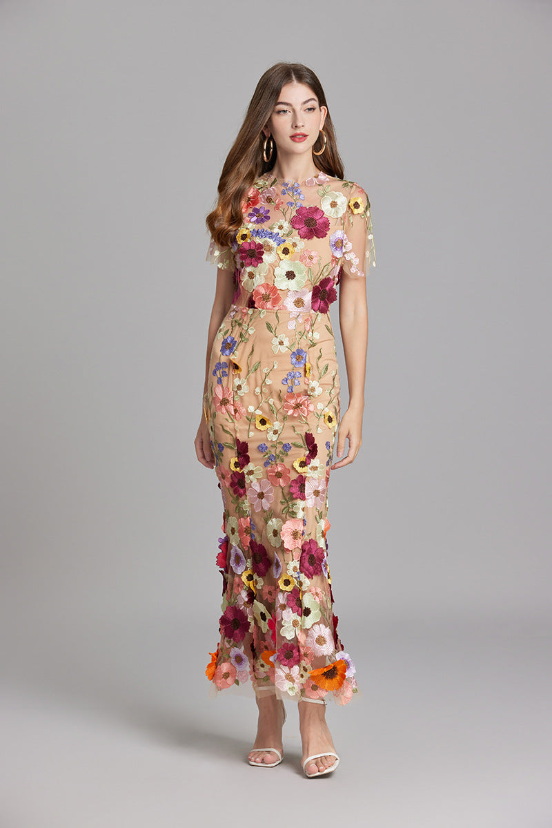 NOUVEAU RICHE Ärmelloses Besticktes Maxikleid Damen Abend Sommerkleid