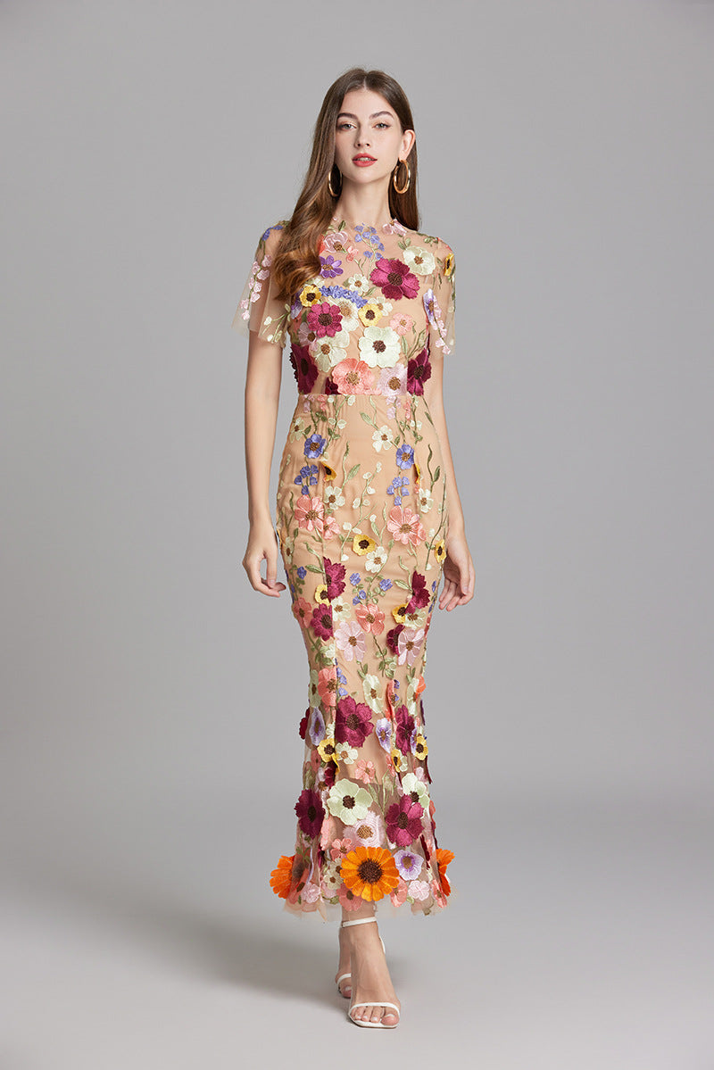 NOUVEAU RICHE Ärmelloses Besticktes Maxikleid Damen Abend Sommerkleid