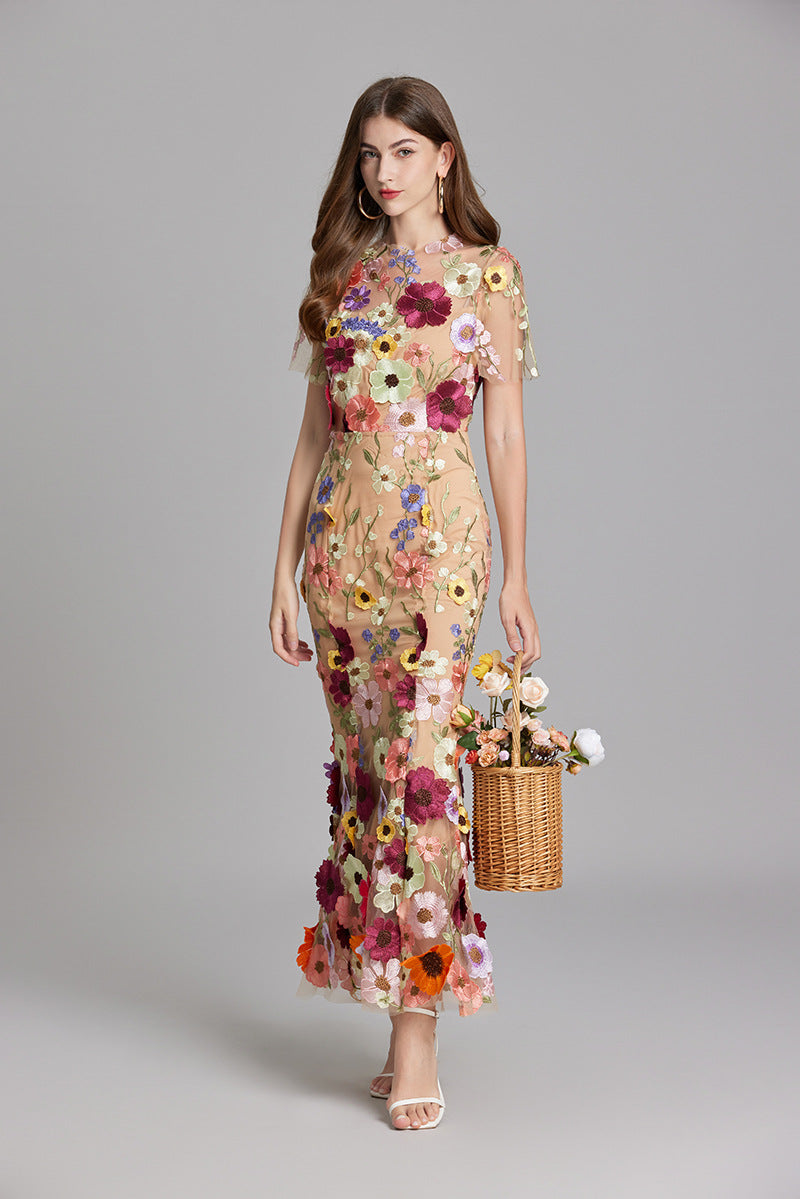 NOUVEAU RICHE Ärmelloses Besticktes Maxikleid Damen Abend Sommerkleid