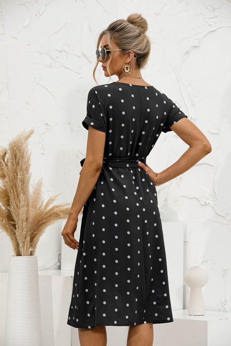 NOUVEAU RICHE Elegantes One-Shoulder-Kleid mit Weißem Punktemuster für Damen aus Hochwertigem Stoff für Ganztägigen Komfort und Stil