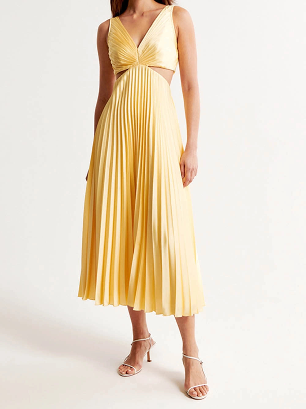 NOUVEAU RICHE Elegantes Plissee Abendkleid Midi Für Damen Hochzeitsgast