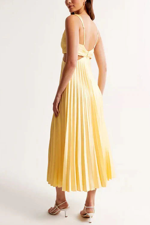 NOUVEAU RICHE Elegantes Plissee Abendkleid Midi Für Damen Hochzeitsgast