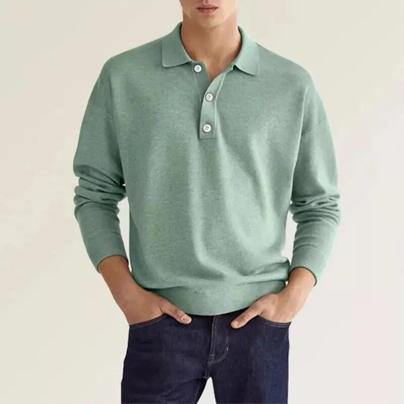 NOUVEAU RICHE Flora | Herren Langarm-Polo – Weicher Komfort, Klassisches Design & Erstklassiges Tragegefühl Grün