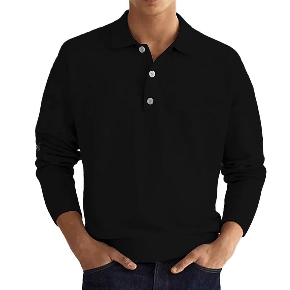 NOUVEAU RICHE Flora | Herren Langarm-Polo – Weicher Komfort, Klassisches Design & Erstklassiges Tragegefühl Schwarz