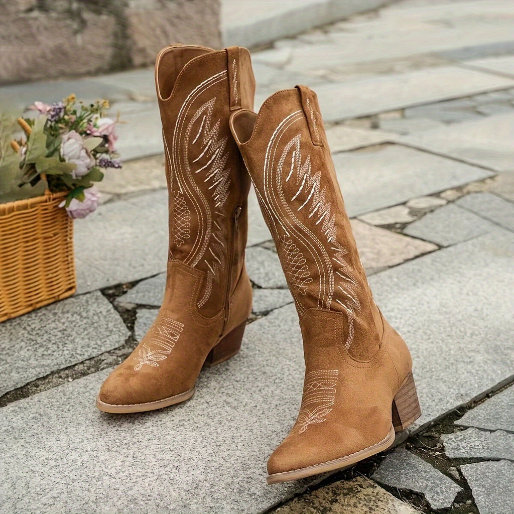 NOUVEAU RICHE Damen Cowboystiefel Mit Dickem Absatz Und Komfortpassform