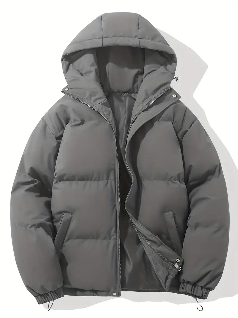 NOUVEAU RICHE Kapuzenjacke Klassisches Design Warme Winterjacke Winter Dunkelgrau