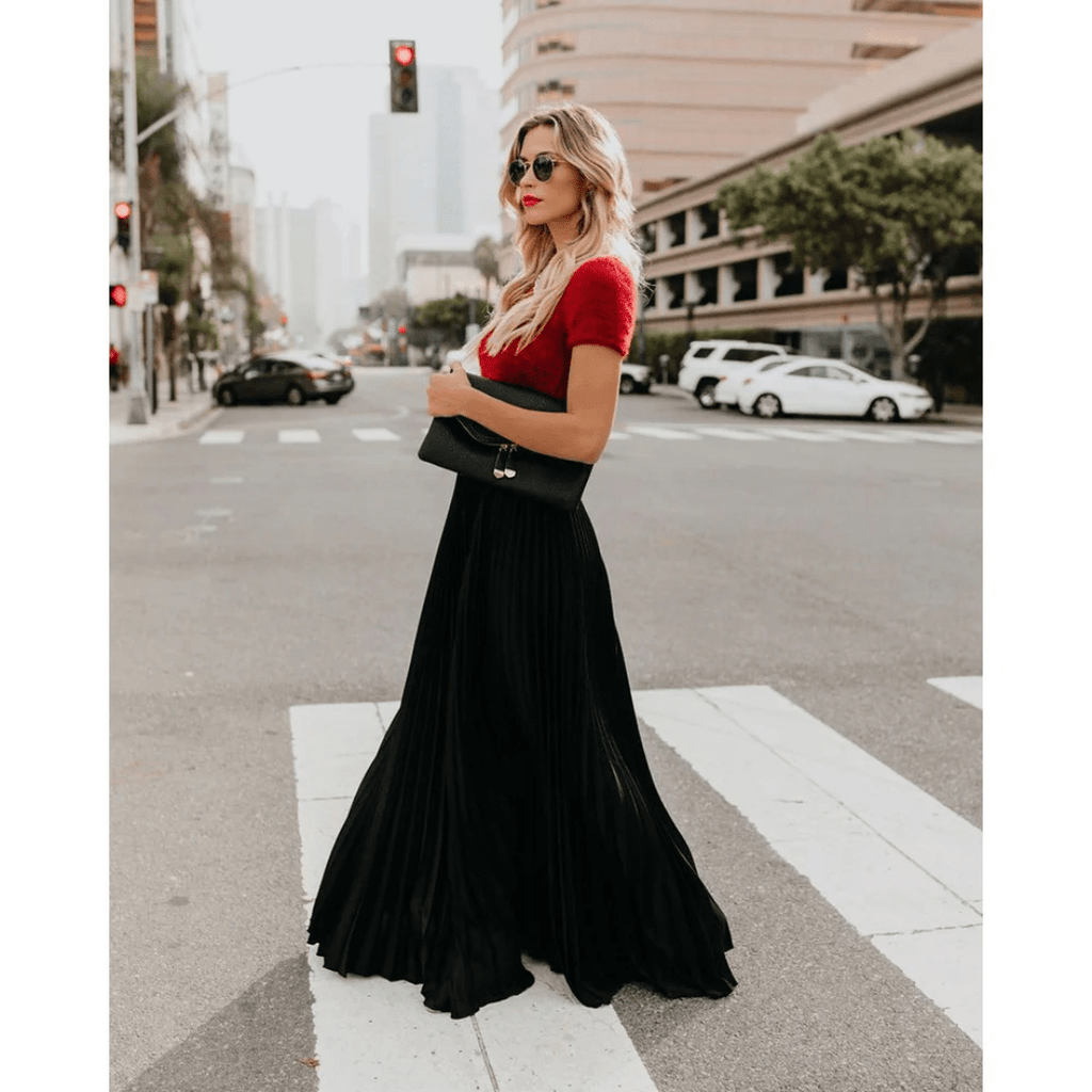 NOUVEAU RICHE Vena | Damen Maxirock – Elegante Falten, Atmungsaktives Material & Fliessende Silhouette Schwarz