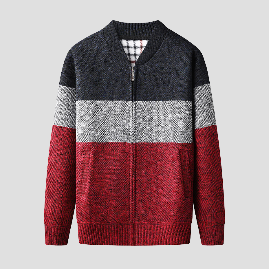 NOUVEAU RICHE Warme Jacke Reißverschluss Fleecegefütterte Netzstruktur Rot
