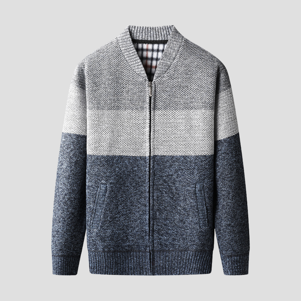 NOUVEAU RICHE Warme Jacke Reißverschluss Fleecegefütterte Netzstruktur Hellblau