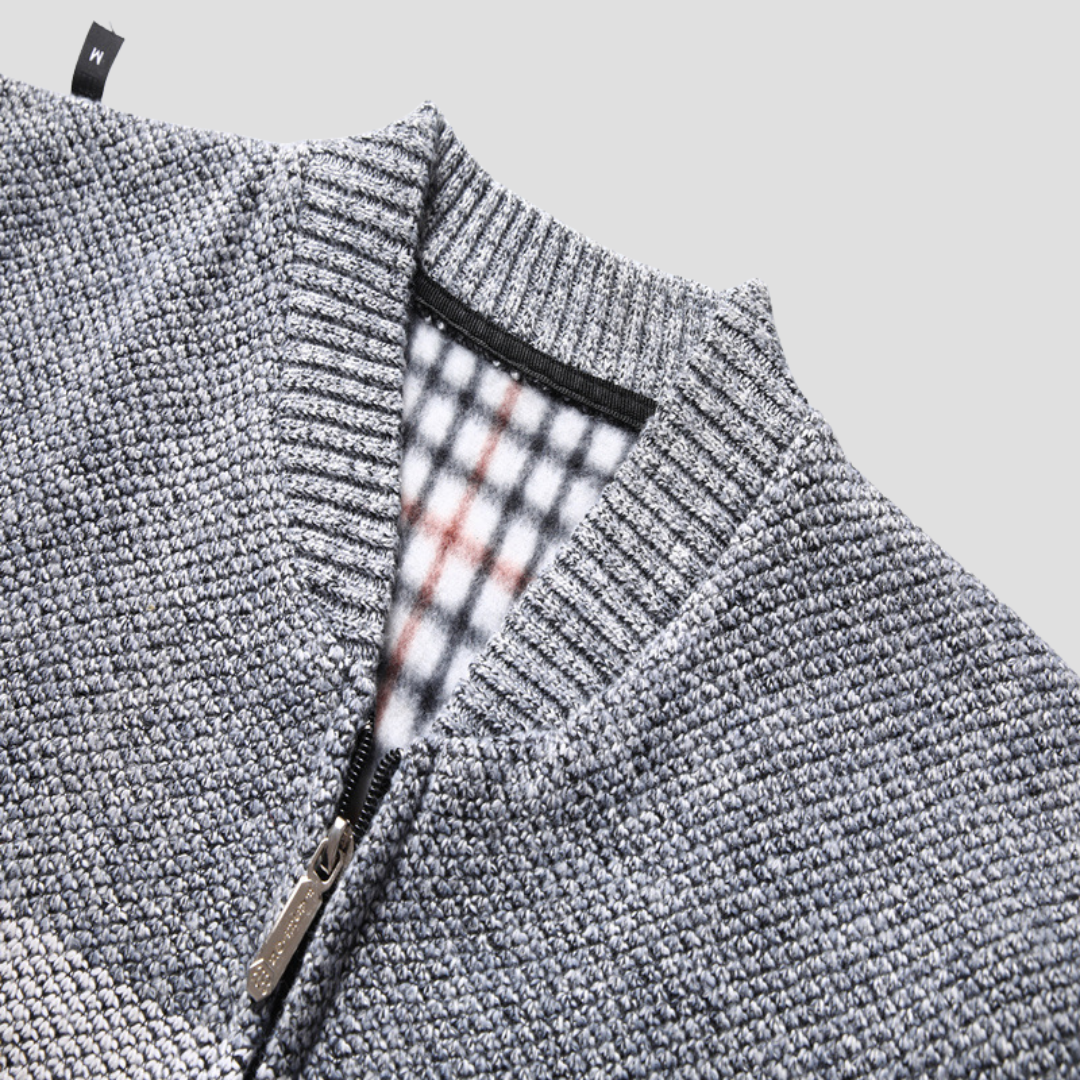 NOUVEAU RICHE Warme Jacke Reißverschluss Fleecegefütterte Netzstruktur