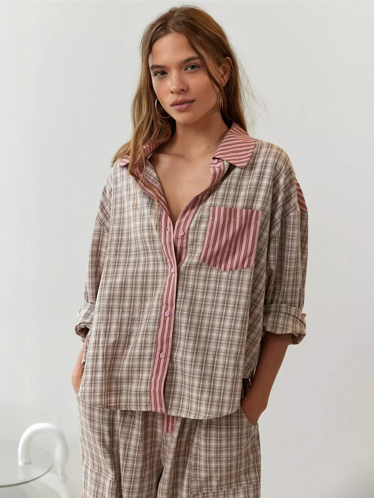 NOUVEAU RICHE Kuscheliges Pyjama-Set Aus Weichem Polyester Für Bequemkeit Rosa