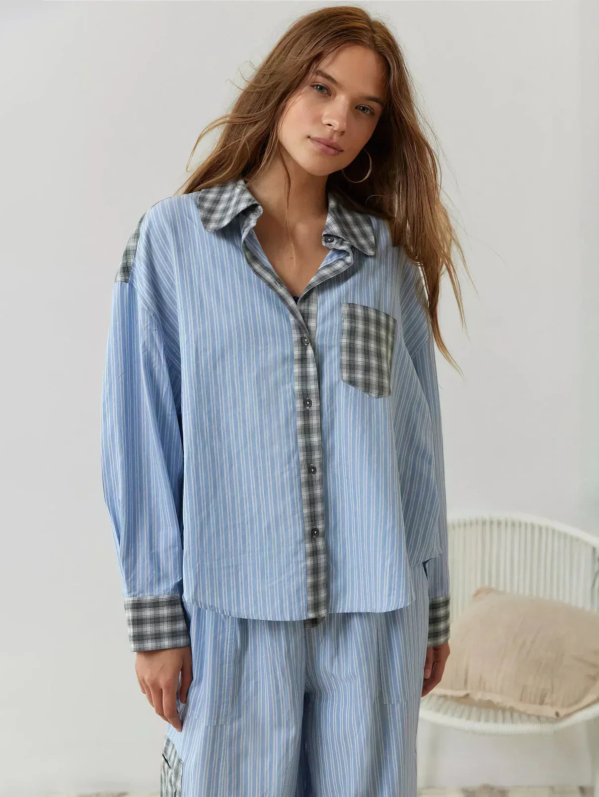 NOUVEAU RICHE Kuscheliges Pyjama-Set Aus Weichem Polyester Für Bequemkeit Blau
