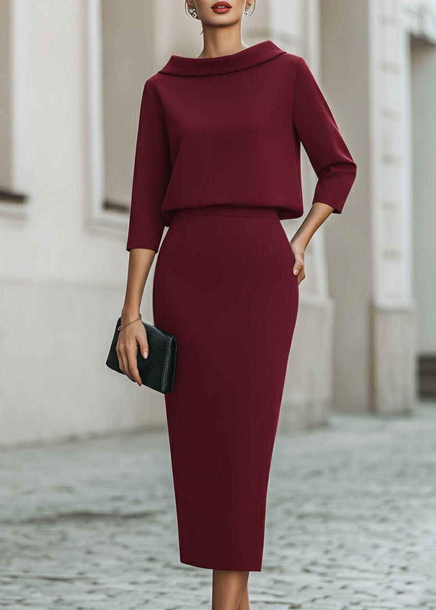 NOUVEAU RICHE Sophé | Elegantes und zeitloses Damen zweiteiliges Set Bordeaux