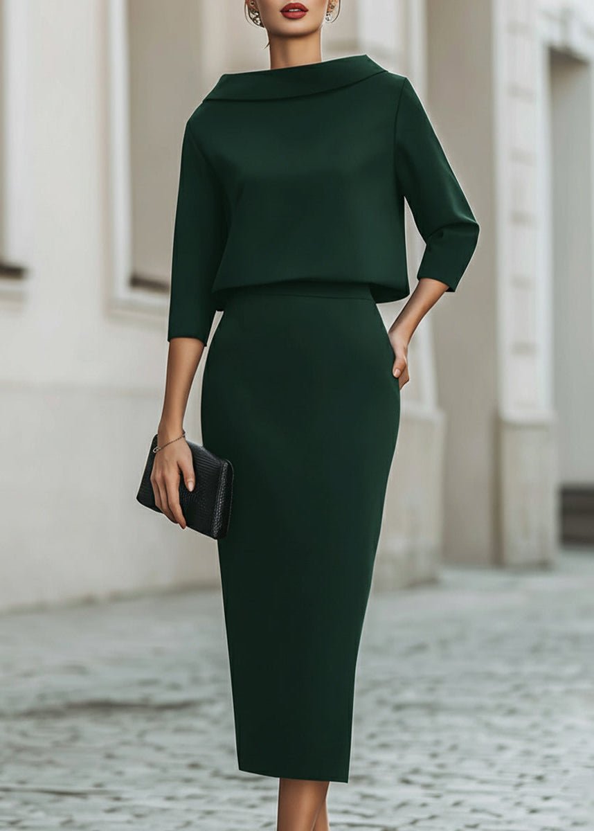 NOUVEAU RICHE Sophé | Elegantes und zeitloses Damen zweiteiliges Set Smaragdgrün