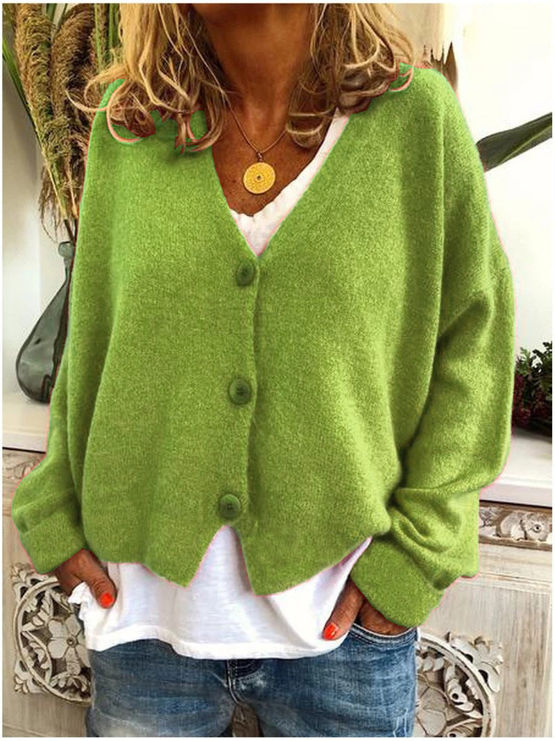 Damaris | Damen Strickjacke | V-Ausschnitt Langarm mit Knöpfen