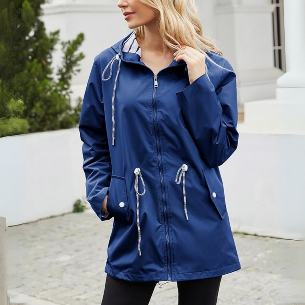 Damaris | Damen Jacke mit Kordelzug - Übergangsjacke Tailliert mit Tunnelzug & Kapuze
