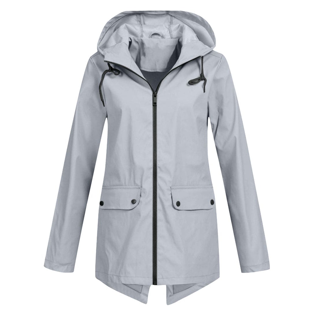 NOUVEAU RICHE Damen Regenjacke Kapuze Wasserdichte Modisch Durch Den Regen Grau