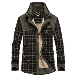 NOUVEAU RICHE Warme Karierte Flanelljacke Mit Fleecefutter Für Herren Im Klassischen Stil Ideal Für Kühle Tage Armeegrün