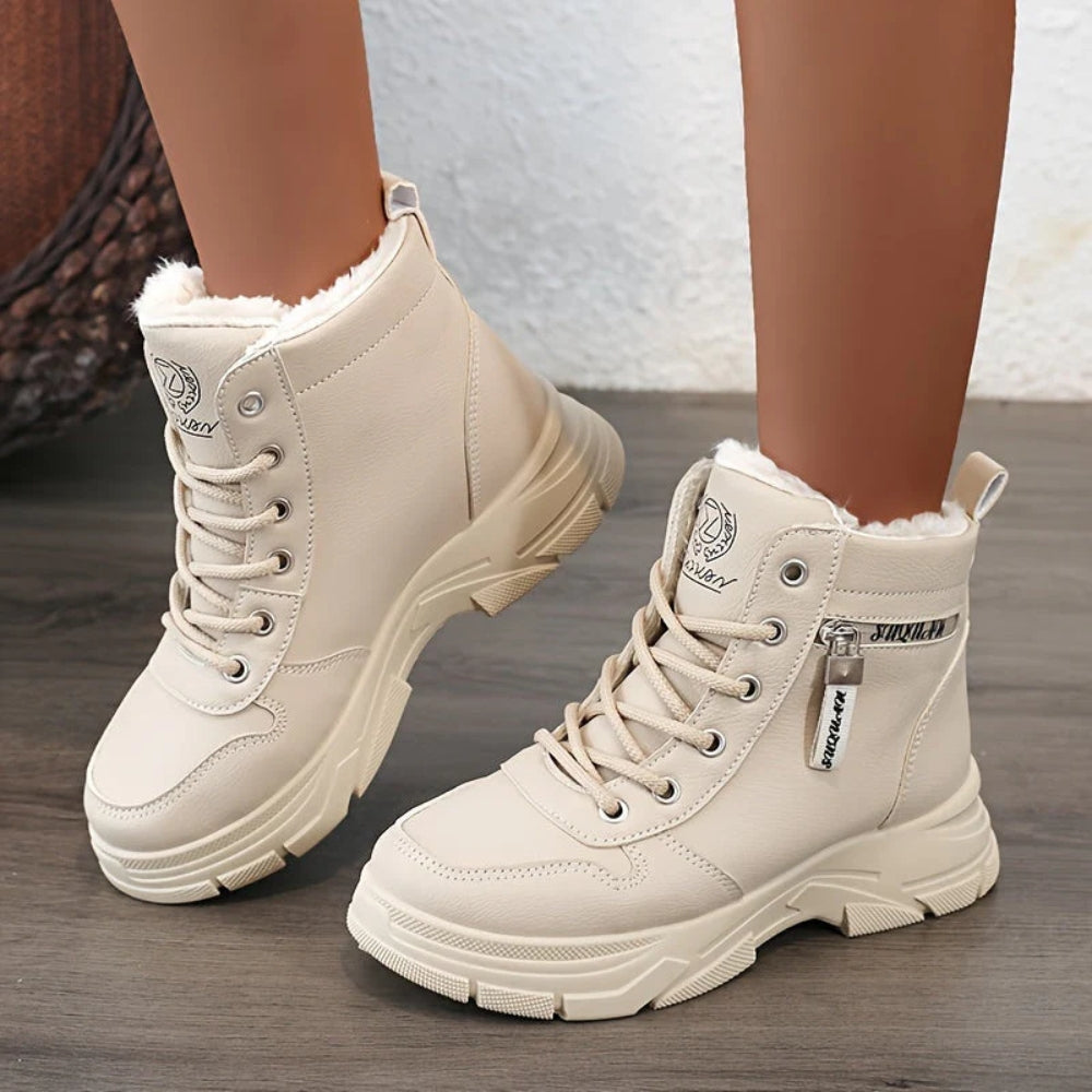 NOUVEAU RICHE Frauen Festliche Winterstiefel für Frauen - Lässiges, Einfarbiges Muster Khaki