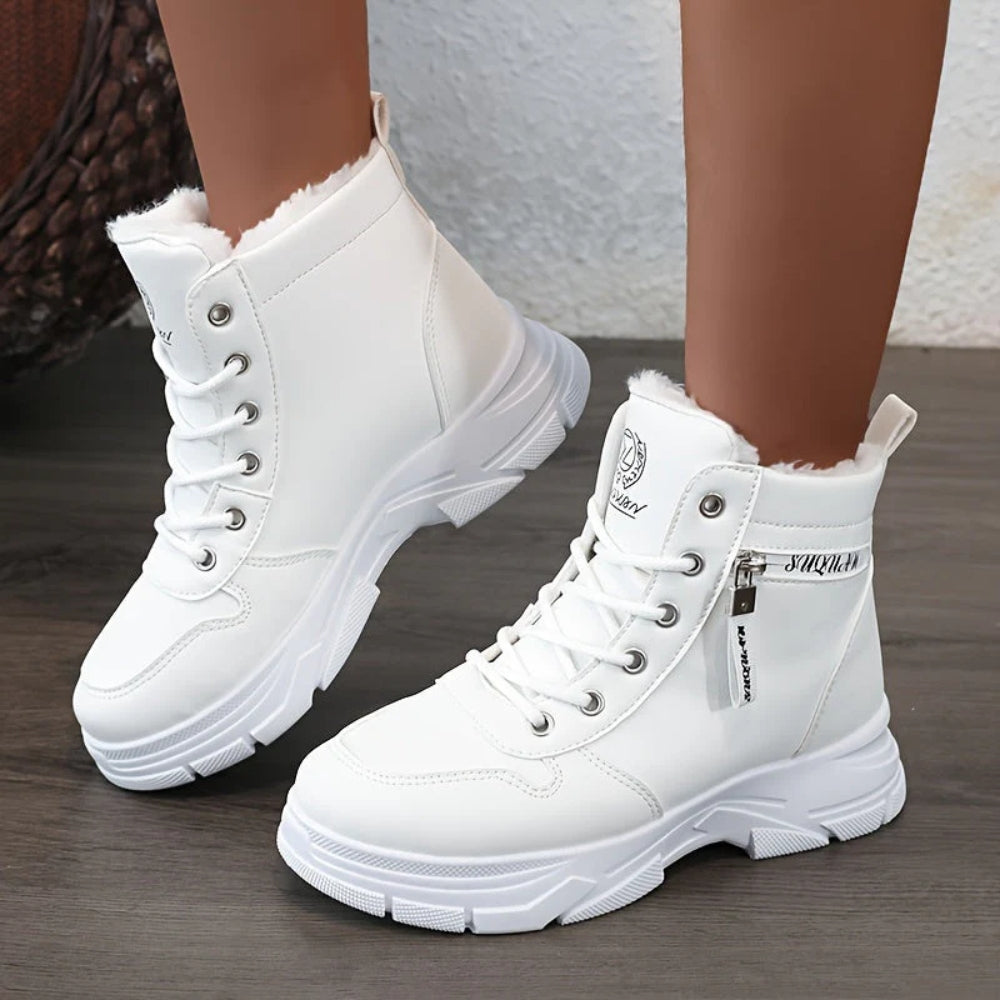NOUVEAU RICHE Frauen Festliche Winterstiefel für Frauen - Lässiges, Einfarbiges Muster Weiß