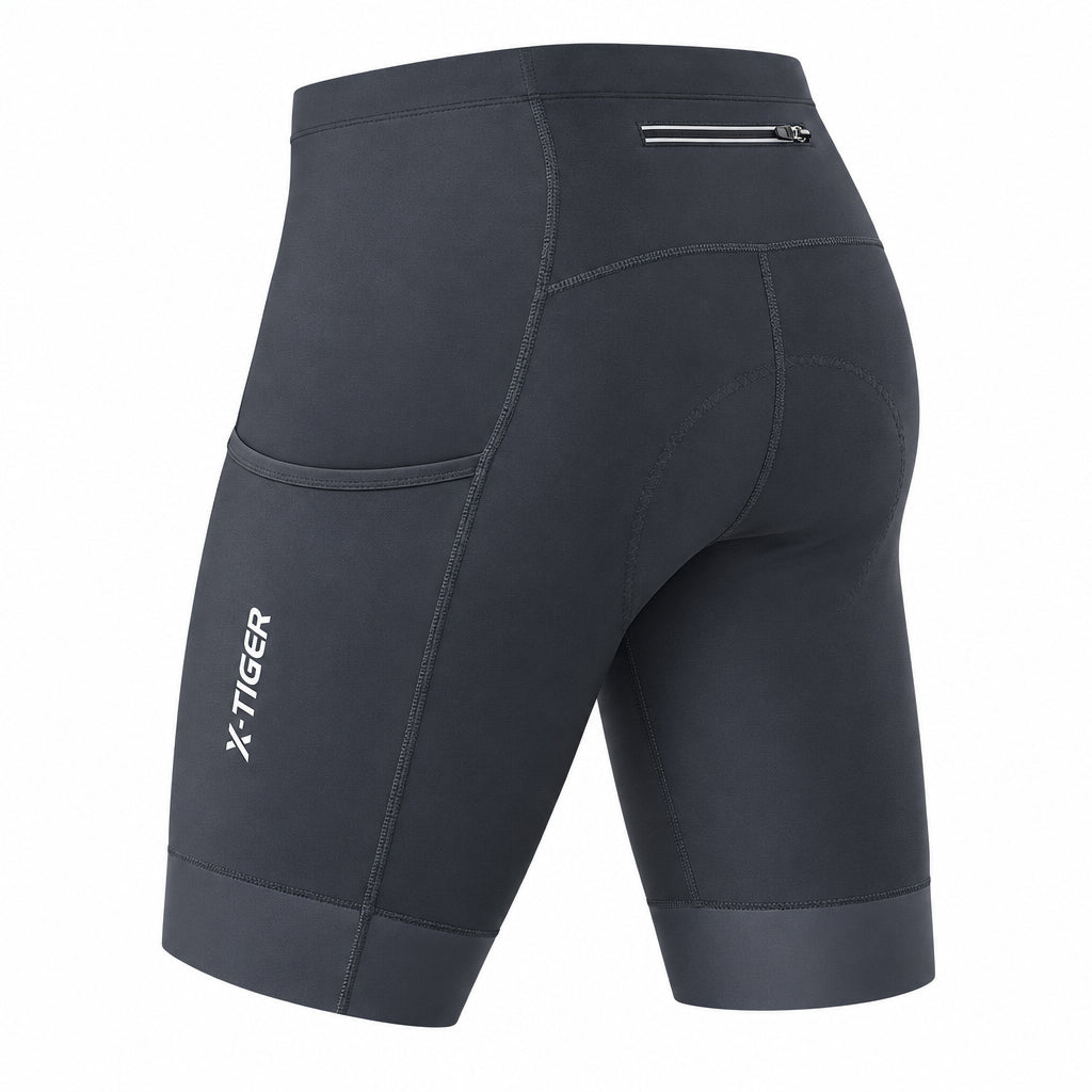 NOUVEAU RICHE Herren Velohose mit 5D Gelpolster – Gepolsterte Radhose mit reflektierenden Details, für MTB & Rennvelo, 3 Farben, S–XXL – Calico Grau