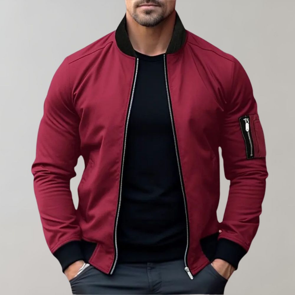 NOUVEAU RICHE Bomberjacke Herren Normale Passform Moderner Komfort Rot